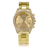 Rhinestone Watch Stainless Quartz Alloy Band Men Casual Steel Fashion