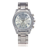 Rhinestone Watch Stainless Quartz Alloy Band Men Casual Steel Fashion